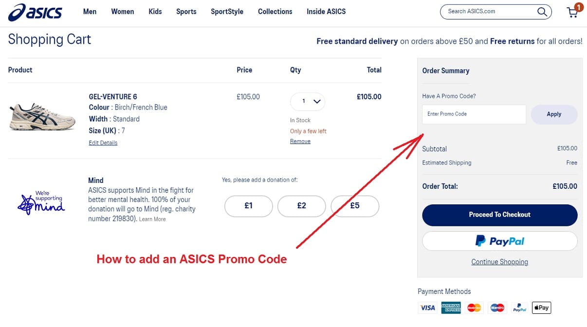 How to use a ASICS promo code