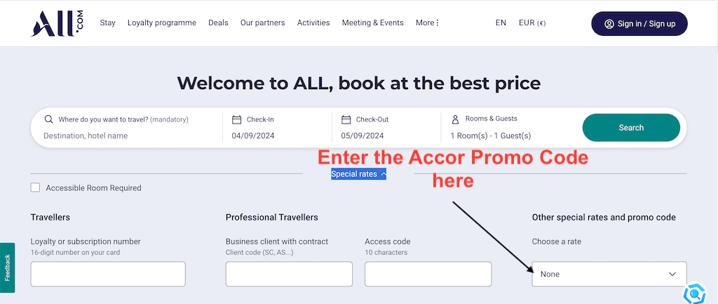 How to use a Accor Promo Code