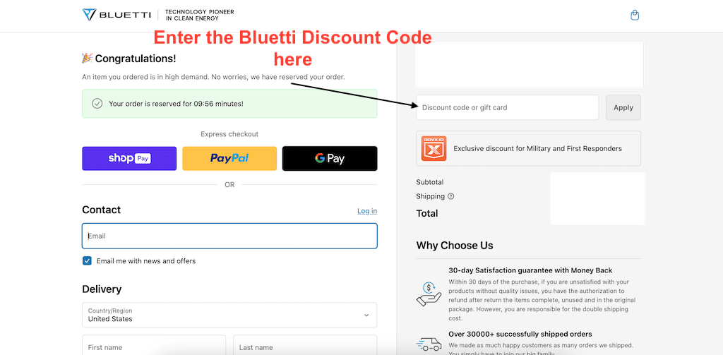 How to use a Bluetti Discount Code