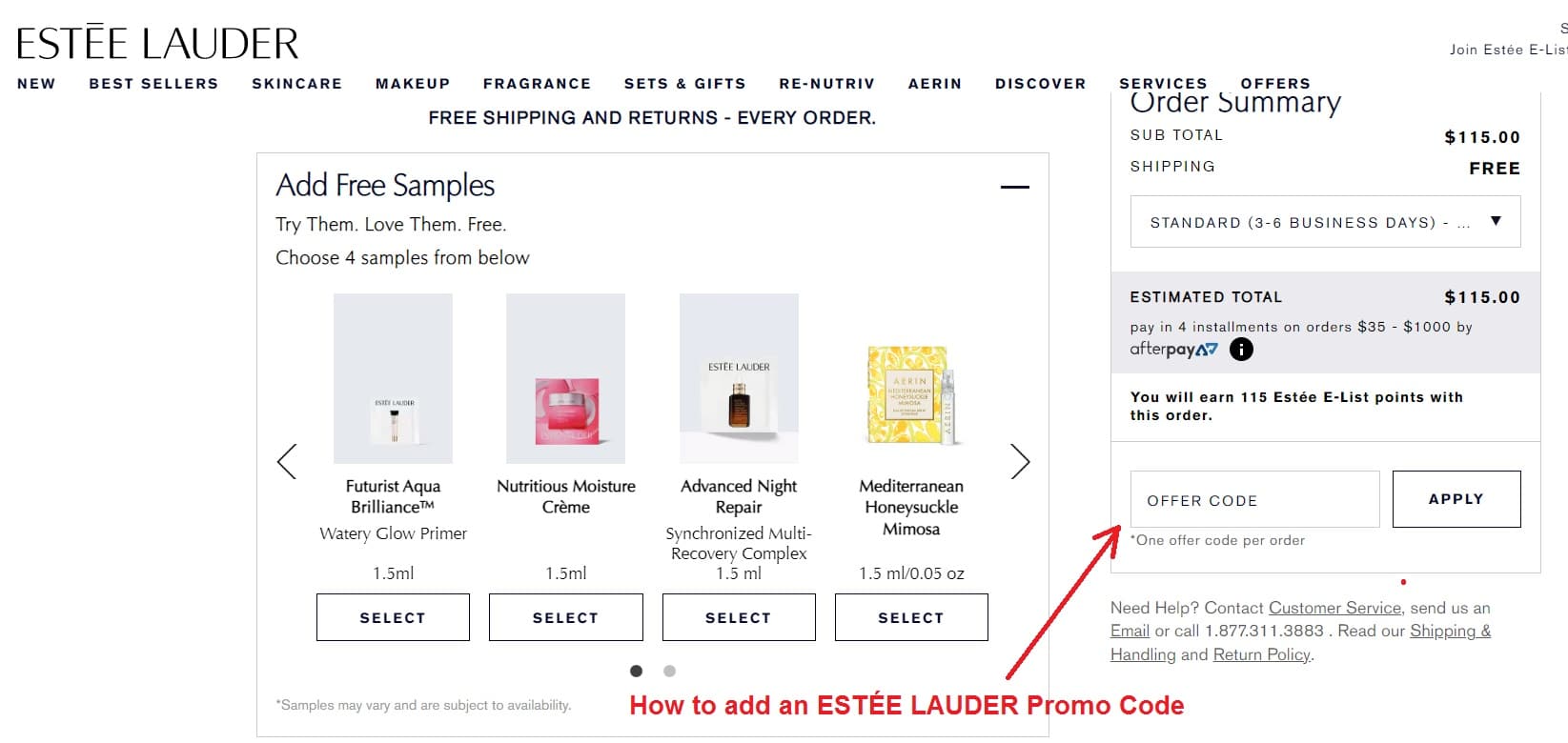 How to use an ESTÉE LAUDER promo code