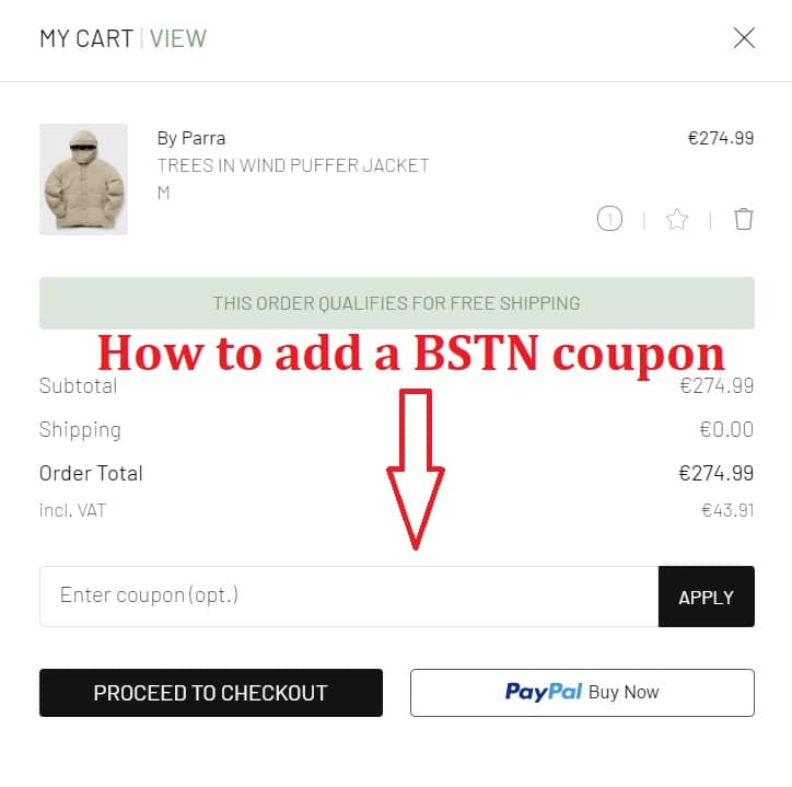 How Do I Add a BSTN Coupon Code to My Order?