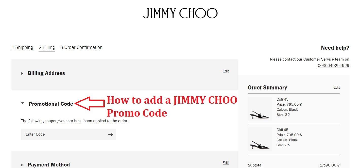 How to add a JIMMY CHOO Promotional Code
