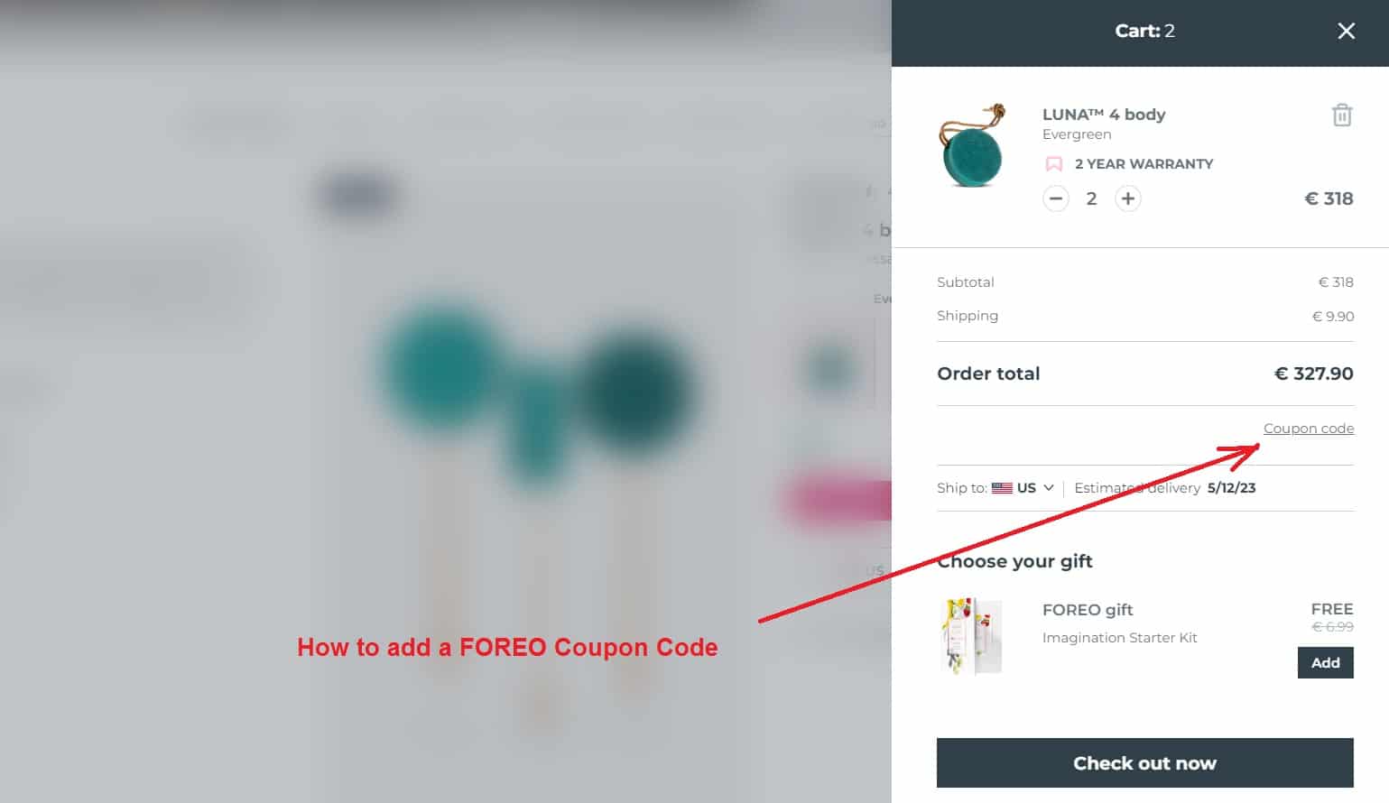 How to add a FOREO Coupon Code