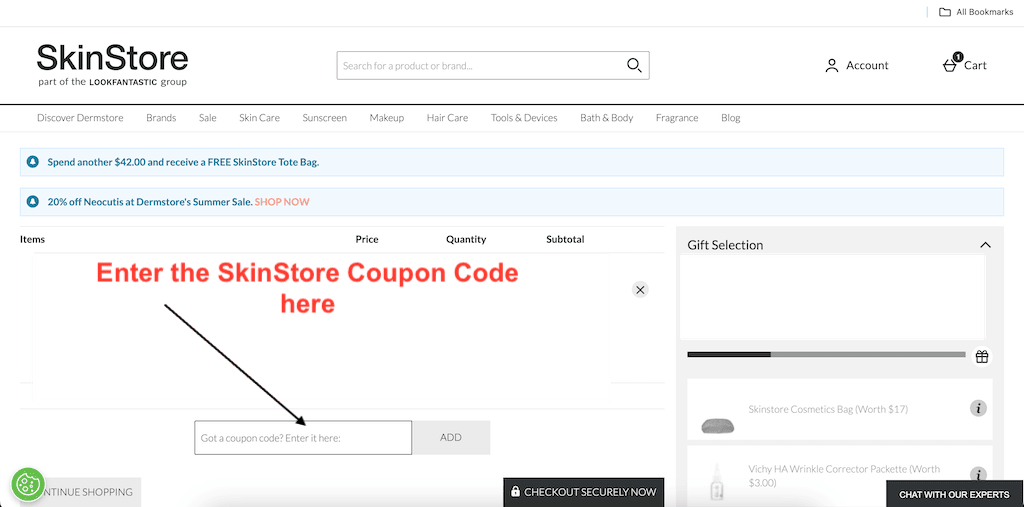 How to use a SkinStore Coupon Code?